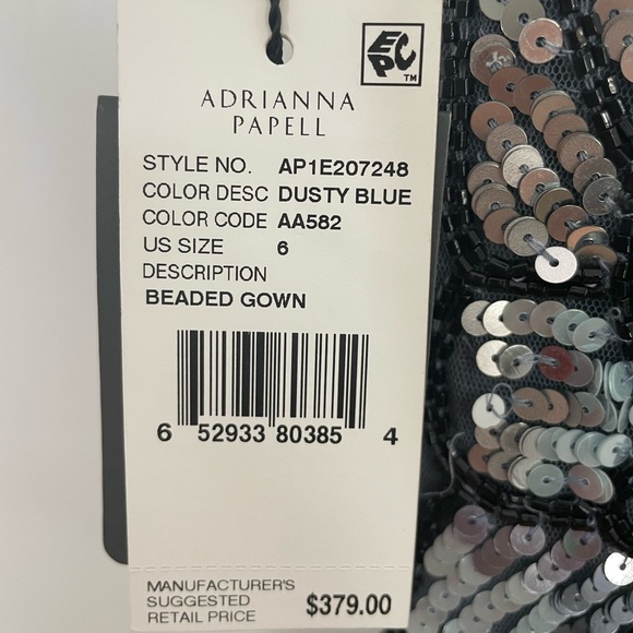 Adrianna Papell Dress beaded gown, Color dusty blue, size 6 - Picture 5 of 6